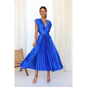 Sleeveless Zipper Pleated Loose Fit Casual Dress