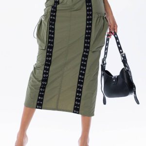 No Vacancy - LACED UP CARGO MIDI SKIRT