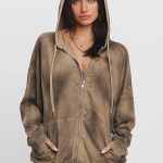 No Vacancy - Washed effect oversize zip-up hoodie